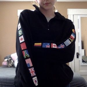 Flag sleeve fleece half-zip